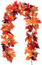 2 Pack Artificial Fall Maple Leaf Garland, Autumn Hanging Vines for Indoor Outdoor Wedding Thanksgiving Decor