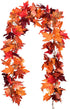 2 Pack Artificial Fall Maple Leaf Garland, Autumn Hanging Vines for Indoor Outdoor Wedding Thanksgiving Decor