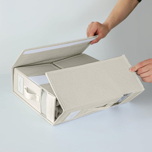 Simple&Opulence 2 Pack Bed Sheet Organizers (Queen & King Size), Foldable Storage Box for Linen Closet