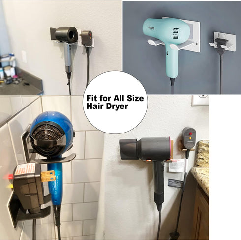 Self Adhesive Hair Dryer Holder, Wall Mounted Organizer for Bathroom, Compatible with Supersonic Hair Dryers