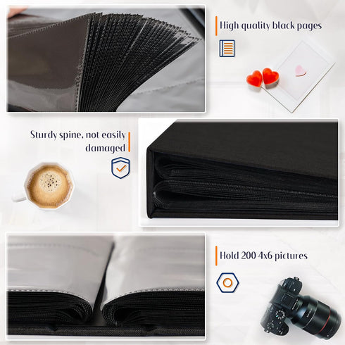 popotop 4x6 Photo Album, 200 Pockets Linen Hardcover Picture Album for Family Wedding Baby Vacation Pictures