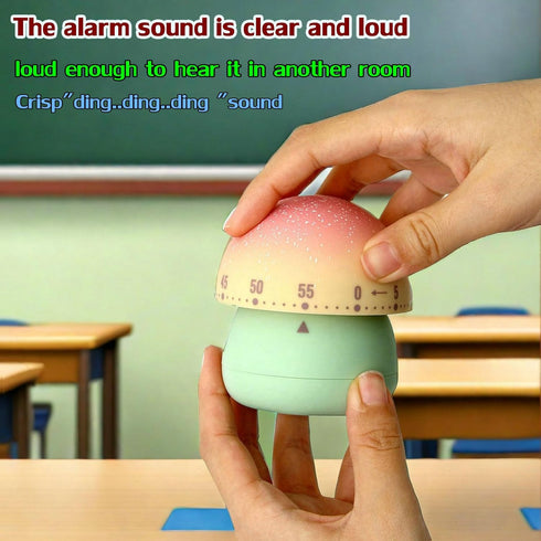 60 Countdown Cute Mushroom Timer for Kids, High Volume Mechanical Kitchen Timer, Wind Up Minutes Manual Timer