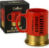 Caliber Gourmet 12-Gauge Shotgun Shell Mug – Bold Red Ceramic Coffee Mug, Unique Gift for Hunters & Collectors