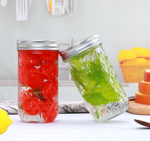 12 OZ,Canning 24PACK,Glass Flrolove Mason Jars Jars with Lids Jam Jars, Jelly Jars with Airtight Lids,Ideal