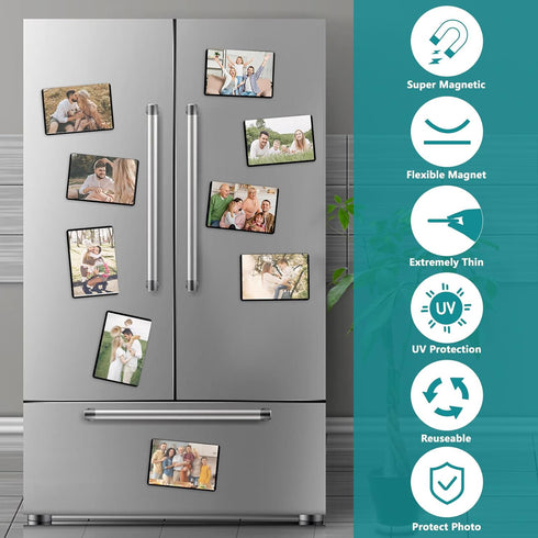 Magnetic Picture Frame, 10 Pack - Reusable 4"x6" Magnetic Photo Frames with White Border for Home & Office