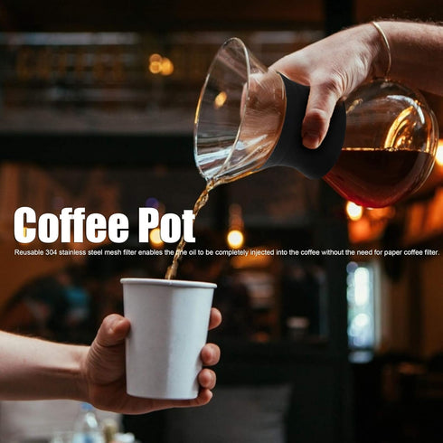 Fdit Reusable Glass Coffee Pot with Stainless Steel Filter, Manual Drip Coffee Maker Set (400ml)