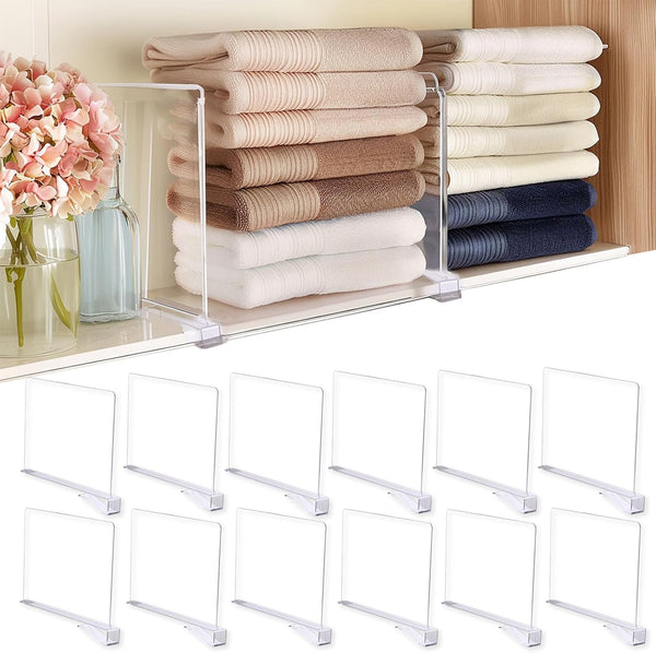 12Pcs Shelf Dividers for Closet Organization, Closet Purse Organizer Acrylic Shelf Dividers