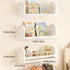Set 3, OurWarm Nursery Book Shelves for Wall of White Natural Wood Nursery Floating Shelves with Towel Bar, Wall
