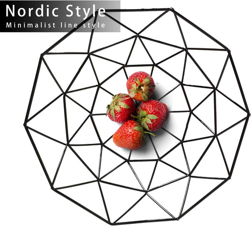 Metal Wire Fruit Bowl, Iron Arts Fruit Storage Basket for Kitchen Counter, Decorative Hold for Vegetables, Bread, Snacks