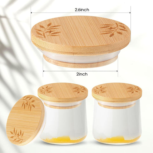 18 Set Pcs Yogurt Jar Lids Compatible with Oui Yogurt Jars Bamboo Wooden Lids Round Reusable Canning Covers