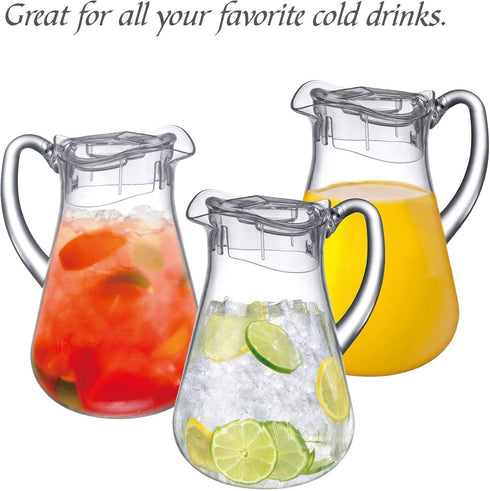 Amazing Abby Droply Plastic Pitcher (64 oz, 2 Quart), Clear Water Pitcher with Lid, BPA-Free