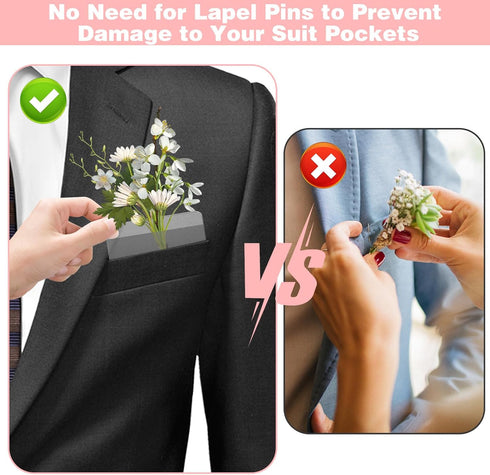 30Pcs Pocket Boutonniere Plastic Sleeve, Clear Holders for Art Flower Holders and Boutonniere Supplies