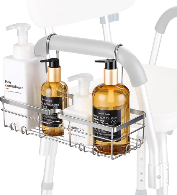 YUOROS 304 Stainless Steel Shower Caddy Hanging Organizer Rack for Shower Chair Bench for Seniors, Disabled