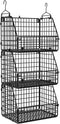 Stackable Wire Storage Baskets for Kitchen, Closet, Pantry, Wall Mount Metal Bins for Clothing, Vegetable & Fruit