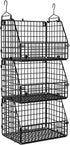 Stackable Wire Storage Baskets for Kitchen, Closet, Pantry, Wall Mount Metal Bins for Clothing, Vegetable & Fruit