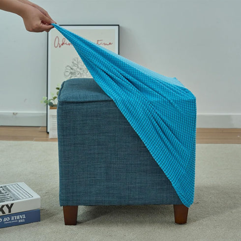 Daunkang Ottoman Cover Square Jacquard Ottoman Slipcover Storage Ottoman Protector Cover for Footrest Foot Stool