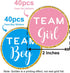 Gold Gender Reveal Stickers, 80 Pack Team Boy and Team Girl Baby Shower Labels, 2 Inch