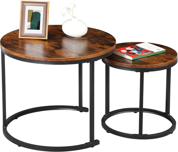 F2C Nesting Coffee Table Modern End Table Set of 2 for Living