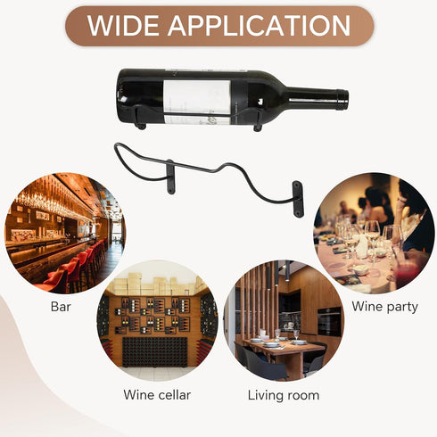 NATGAI Wall Mounted Wine Racks: 10 Pack Iron Bottle Display Holder Rack, Hanging Organizer for Beverages/Liquor Storage
