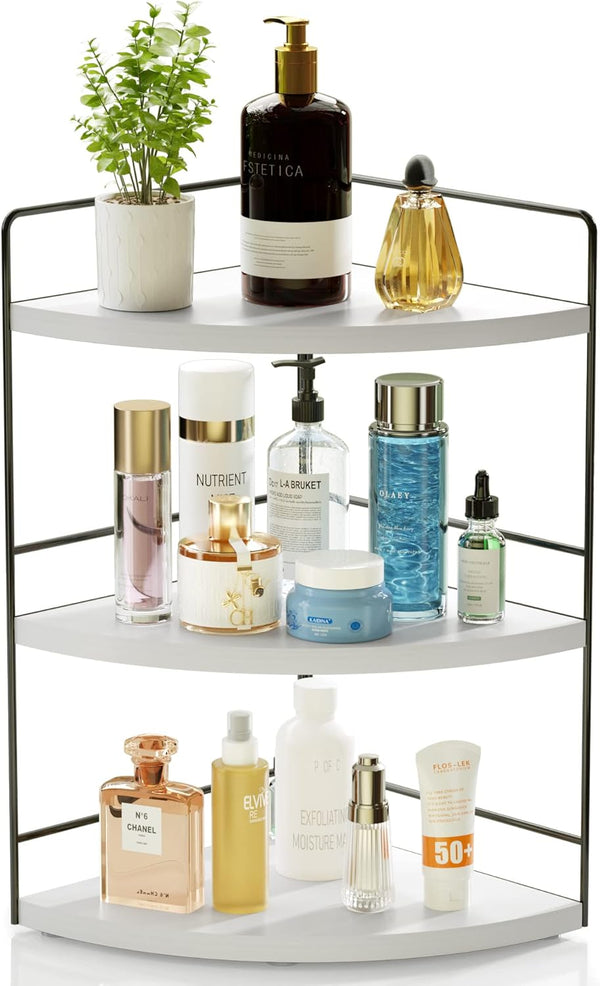 ZGO 3-Tier Bathroom Organizer - Countertop & Corner Organizer, Makeup & Skincare