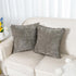HWY 50 Decorative Throw Pillow Covers Set of 2 - Chenille Solid Soft Cushion Cases with Pom Poms, 20x20 Inch Grey