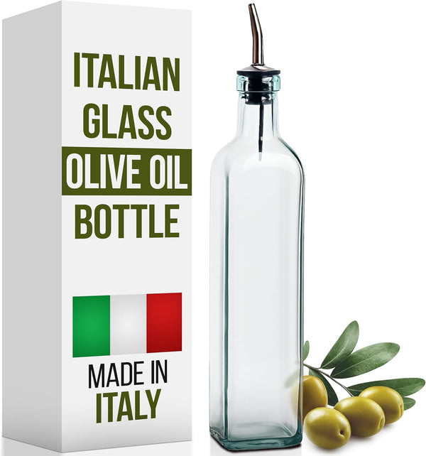 EHOMEA2Z Italian Glass Olive Oil Dispenser Bottle - 16 Oz, Oil and Vinegar