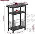 25.2" HET004BK1 Heybly Small Narrow Side Table for Small Space, Thin Bedside Table with Storage Basket, Skinny End