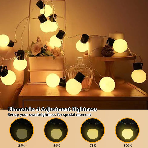 7Ft 10 G50 Globe String Lights Battery Powered LED Edison Shatterproof Light String with Remote Timer, Indoor String
