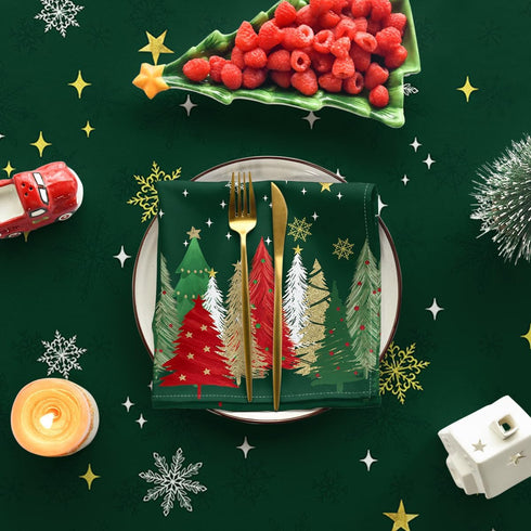 6084 Inch Horaldaily Christmas Tablecloth Rectangular, Christmas Trees Green Washable Table Cover for Party Picnic