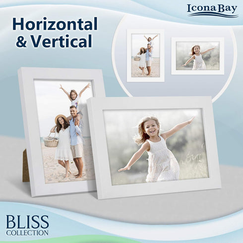 Icona Bay 4x6 Picture Frames - White, 12 Pack - Modern Style Engineered Wood Frames for Table Top or Wall Mount