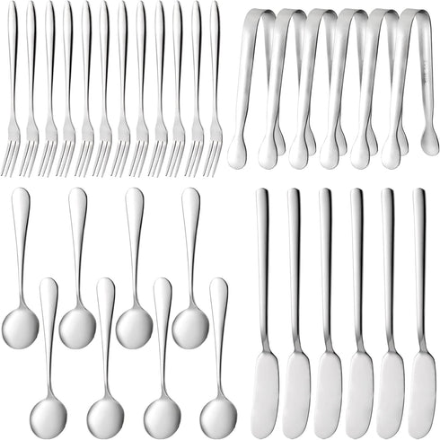 Suwimut 32 Pieces Cheese Butter Spreader Knives Set - Stainless Steel Charcuterie Accessories for Appetizer Making