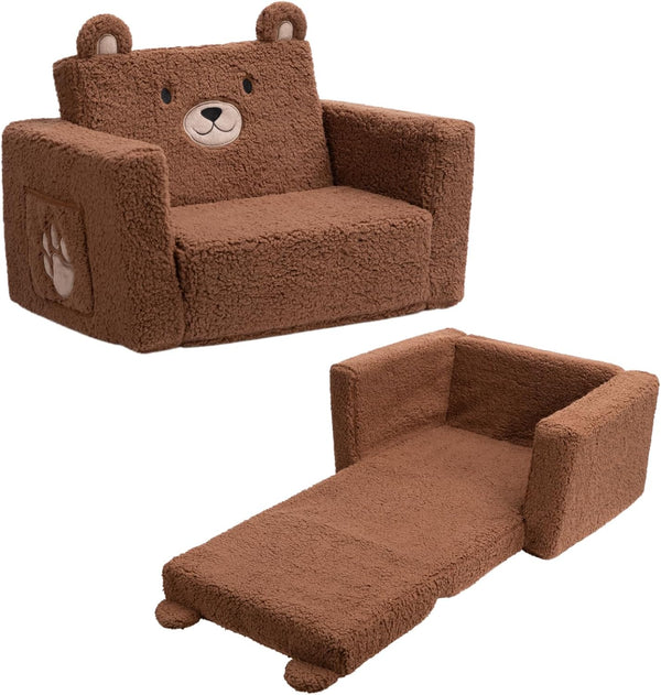 ALIMORDEN 2-in-1 Toddler Couch Foldable Cuddly Chair, Soft Foam Chair Lightweight for