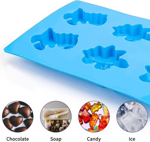 Beasea Dinosaur Soap Mold, 2 Pack 3D Silicone Mat for Mini Chocolate Cake, Fondant, Cookie Baking