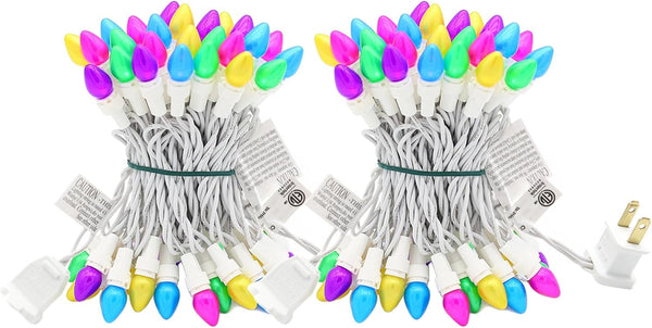 GlowVibe Easter Lights 2 Pack Total 27FT 100 LED Multi Color White