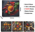 CQM 4 Pcs Kitchen Canvas Wall Art Framed Modern Spices and Seasonings Spoons Art Posters Retro Colorful Spice Pictures