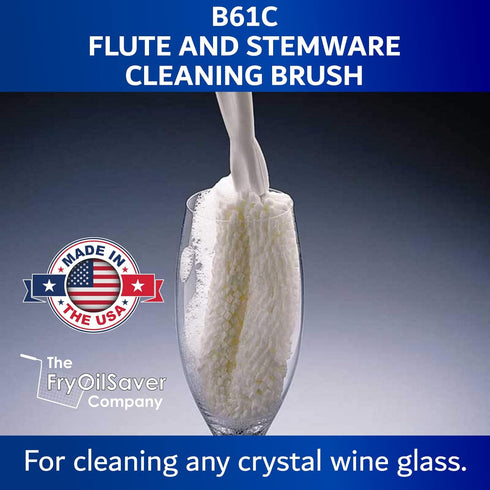 Premium Wine Glass Cleaning Brush Set of 2 Non-Scratch Cleaner Brush, Crystal Stemware Brush(B61C) & Foam Goblet Cleaning Brush(B232C), Flute Brush for Sparkling Result Essential for Bar & Restaurants