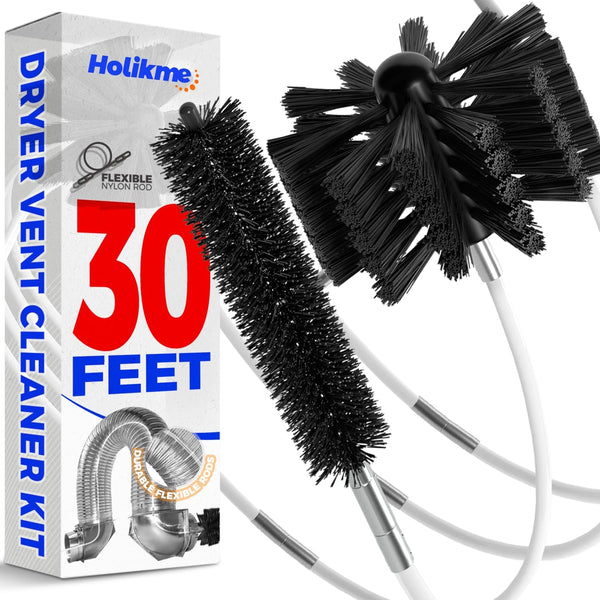 Holikme 30 Feet Dryer Vent Cleaner Kit, Flexible Lint Brush with Drill Attachment, Extends Up to 30 Feet for Easy