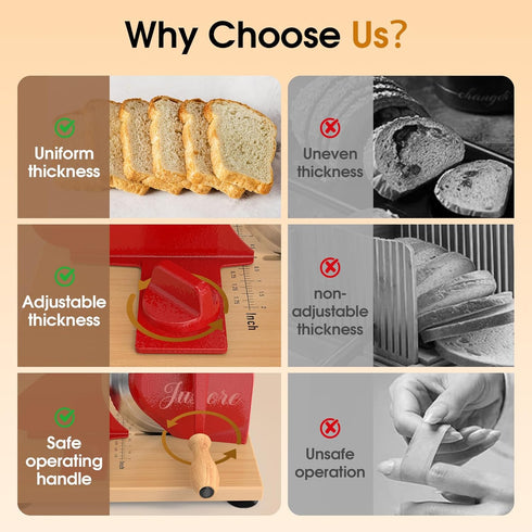 Justore Manual Bread Slicer for Homemade Bread, Adjustable Thickness and Evenly Slicing, Sourdough Bread Slicer