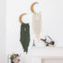 ANROYE Macrame Wall Hanging Boho Moon Decor, Bohemian Crescent Wooden Ornament with Long Tassel, Handmade Unique Wood