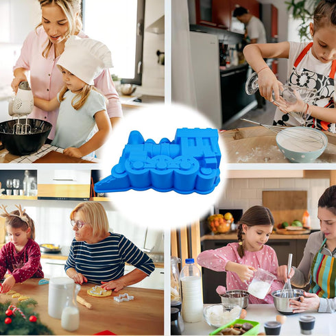 Locomotive Train Silicone Cake Pan - Non-Stick Cake Mold for DIY Birthday Party Cake and Bread