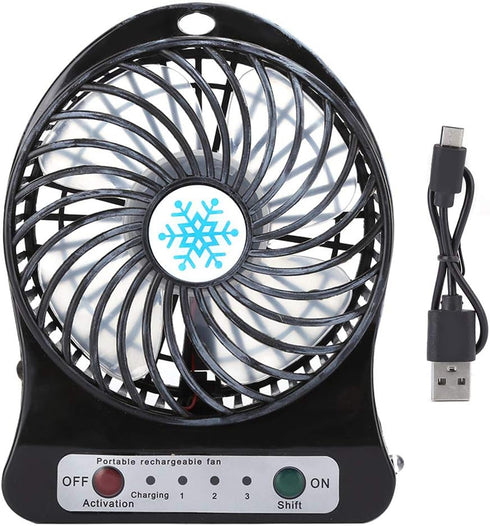 CCYLEZ Mini Table Fan - 3 Speed Adjustable USB Rechargeable Fan for Baby Bed, Car Seats, Summer Gift (Black)