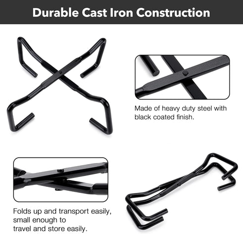 Stanbroil 8" Cast Iron Folding Dutch Oven Lid Stand, 4-in-1 Campfire Cooking Tool