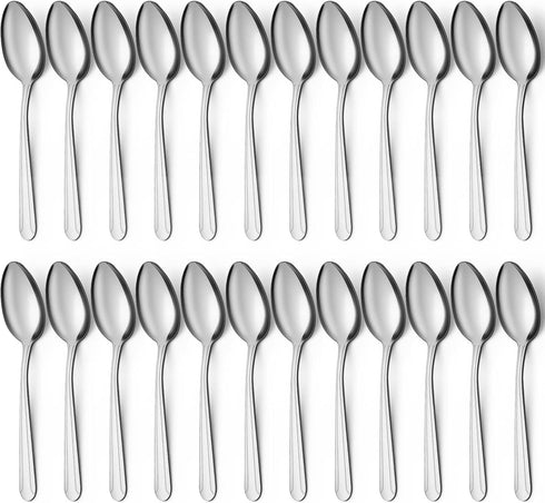 BEWOS 24 Pieces Silverware Spoons Set, 7.5-Inch Stainless Steel Dinner Spoons, Mirror Polished, Dishwasher Safe for Home