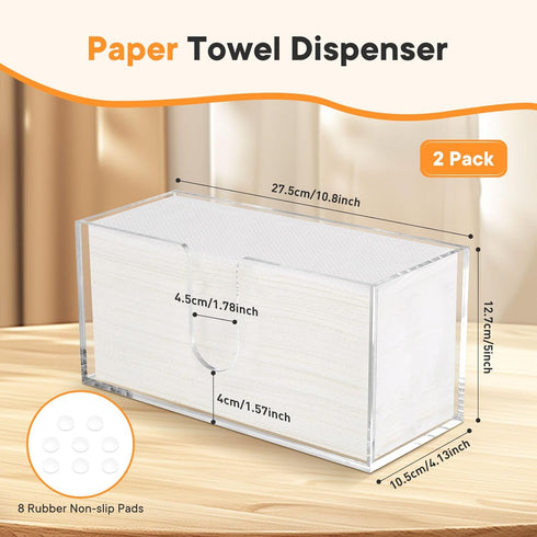 Whdiystella 2Pcs Countertop Acrylic Paper Towel Dispenser, Paper Towel Holder Clear Multi Trifold Napkin Holder