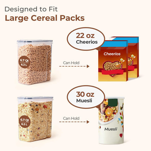 6.7Qt Set 2 Countertop ComSaf Cereal Storage Container of - Ideal for Home Cooks Storing Cereal and Organized Families