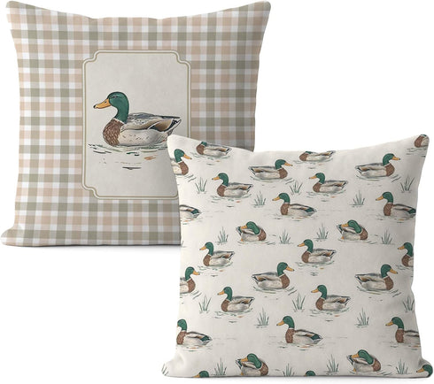 FGFK Farmhouse Mallard Duck Pillow Covers 18x18, Mallard Duck Nursery Decor, Ducks Hunting