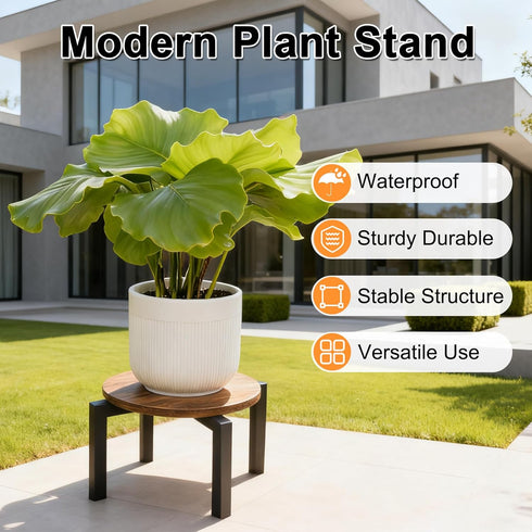 5-10 Inch Vigordream Plant Stand Indoor, Heavy Duty Sturdy Metal Plant Holder, Wooden plant Stool, Single Plant Pot