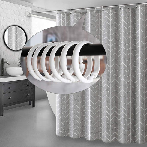 Qulable Shower Curtain Rings 12 Pack Plastic O-Shaped Hooks Glide Easily on Bathroom Shower Rod White