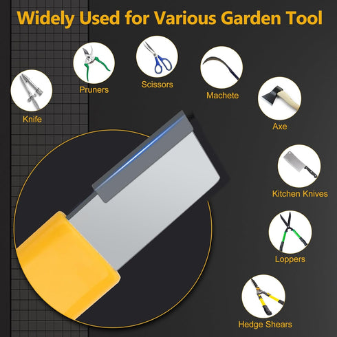 2PCS Garden Tool Sharpener, Blade Sharpener Stone for Shear Scissor and Gardening Pruner, Pocket Knives (Yellow+Black)