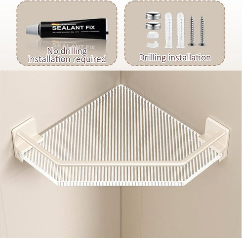 2 Pack 2 Pack Shower Corner Caddy with Hooks , Luxury Organizer with Upgraded Adhesive System for Bathroom,Kitchen